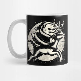 Funny Cat Santa Merry Christmas Vintage Mug